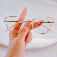 Gafas de Moda para Mujer al por Mayor, Monturas Ópticas Metálicas con Diseño de Ojo de Gato, Anti Luz Azul, Disponibles en Stock