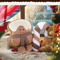 Vente chaude usine : Coussin canne à sucre blanc et marron clair, tendance, mignon, adorable, personnalisé, en polyester, pour décoration de Noël à la maison