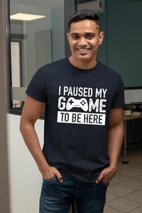 J'ai mis mon jeu en <span class=keywords><strong>pause</strong></span> pour être ici Cadeaux vintage pour les joueurs pour hommes Jeux 100% coton T-shirts à manches courtes surdimensionnés - Product Image 4