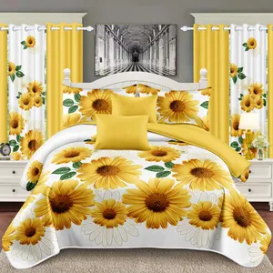 Odm vàng hoa in nhà dệt Polyester phòng ngủ bedding Set 1.8/2M trải giường Nhà cung cấp