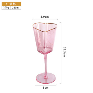 Vente en gros style simple Marteau coeur <span class=keywords><strong>rose</strong></span> bord or Service à vin Verre rouge Verre à champagne Verre à jus <span class=keywords><strong>Gobelet</strong></span> style européen - Product Image 6