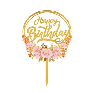 Décoration de gâteau romantique en acrylique écologique, 6 couleurs, fleurs et papillons, pour anniversaire et mariage - Product Image 1