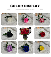 Anpassbare Handgefertigte Einzelne Rote Rose Künstliche Blume Realistisch Echt Wirkende Samtblume Umweltfreundlich für Hochzeiten
