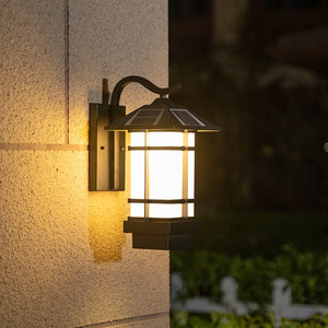 Solar Lattice <b>Wall</b> Lamp Black LED Outdoor IP65 Waterproof 18cm High Glazed Cover 10-Year Warranty Die Cast Aluminum <b>Dimmable</b> for - Product Image 4