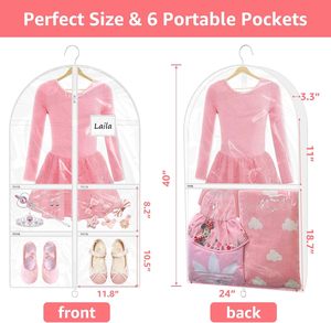 Fundas para Ropa de Niños, para Disfraces de Danza, con Bolsillo Transparente, Impermeables, Color Rosa, Tamaño Infantil, Funda Protectora de Tela contra el Polvo, de Poliéster - Product Image 5