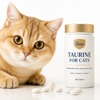 Suplemento Esencial de Taurina para Gatos, Apoyo para el Corazón y la Visión, Tabletas de Aminoácidos Imprescindibles, 100 Unidades, Cuidado Diario, OEM
