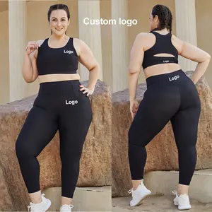 Wholesale Large Workout Clothing Sports Wear Yoga Suit Womens 2xl Gym Fitness Wear Plus Size Yoga Set With Pocket