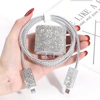 Mignon collant diamant Design brillant Bling pour iPhone 20W chargeur couverture protecteur câble protecteur spirale charge câble protecteurs