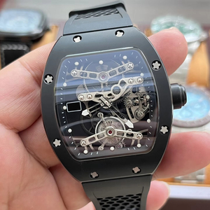 2026High-quality Skeleton Tourbillon Mechanical <b>Watch</b> Titanium Tonneau Case Honeycomb <b>Rubber</b> Strap Men's Luxury Sports <b>Watch</b> - Product Image 3