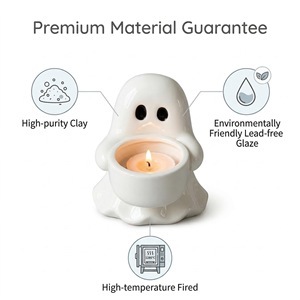 ที่วางเทียนเซรามิกรูปผีน่ารัก 3 มิติ สำหรับตกแต่งโต๊ะกลางในวันฮาโลวีน - Product Image 3
