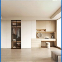 Armoire de chambre à coucher personnalisée, rangement luxueux à portes coulissantes légères, dressing ouvert, design de mobilier tendance