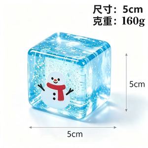 Christmas Square Squeeze Cube <b>Toy</b> Santa Snowman Tree Glitter Squishy Fidget <b>Toy</b> Transparent Maltose Stress Relief Cube <b>for</b> <b>Kids</b> - Product Image 4