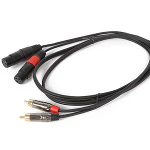 Kabel Patch Sinyal Audio/Timah, 1.5M 2 X Female XLR Ke 2 X RCA Phono Plug Twin