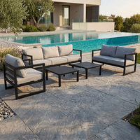 Uplion-Ensemble de 5 meubles de jardin en aluminium design moderne, coussin de table et de chaise pour l'extérieur, canapé, salle à manger, tissu PU, non pliable