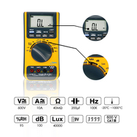 Multimètre numérique automatique 5-en-1 VA19 CAT III 600V avec interface USB, fonctions Lux, son, fréquence, température, humidité et certification CE