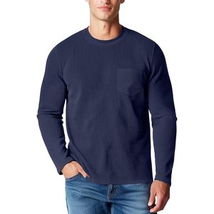 Custom Mens <b>Waffle</b> Long Sleeve <b>Shirt</b> Crew Neck Casual Solid Pocket Thermal Layering Tee - Product Image 2