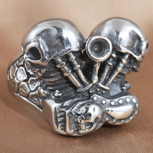 Skeleton Skull <b>Ring</b> <b>Silver</b> Men's Punk Jewelry Gift Geometric Design 213026 - Product Image 1