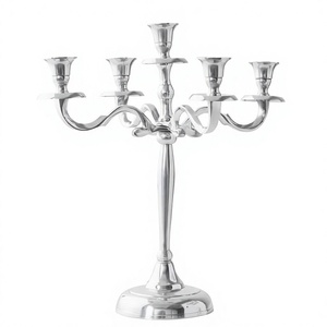 5 Arm <b>Silver</b> Candelabra Metal Candle Holder Elegant Tall <b>Candlestick</b> Table Centerpiece for Wedding Party Dinner Decor - Product Image 2