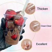 Tasses de chocolat recouvertes de fraises imprimées personnalisées Tasse de gâteries chocofruits à emporter Snacks Dessert Parfait Gobelets en plastique avec couvercles