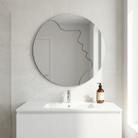 Miroir mural décoratif d'art irrégulier moderne pour la décoration intérieure de la maison, de l'hôtel, du café, avec verre miroir argenté HD incassable