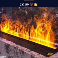 Cheminée à brume 3D entièrement automatique avec remplissage d'eau et raccordement aux conduites : Humidificateur décoratif à flamme simulée ultra-plat intégré
