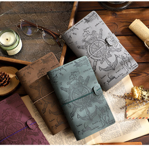 Cuaderno encuadernado en espiral, diario de escritura Vintage recargable para mujeres con páginas Kraft, pegatina de bolsa de Pvc, cuaderno Retro con cubierta de cuero - Product Image 2