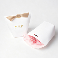 Caja de Dulces Blanca Minimalista Merci con Lazo de Seda, Recuerdo de Boda para Invitados, Contenedor de Papel para Regalos, Suministro al por Mayor