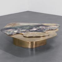 Table en marbre sur mesure, forme triangulaire, table basse irrégulière avec base en acier inoxydable pour la maison, l'hôtel, la villa, luxe