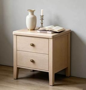Natural Solid Wood Nightstand,2 Drawer Minimalist Straight Leg Bedside Cabinet for Nordic Bedroom <b>Night</b> <b>Stand</b> - Product Image 4