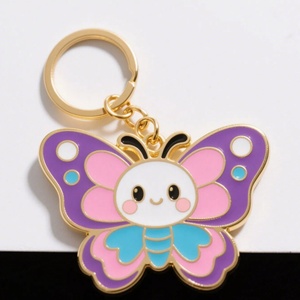 Llavero de metal esmaltado duro y colorido personalizado al por mayor, colgante decorativo de mariposa para cartera, artesanía metálica para regalo - Product Image 1