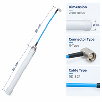 Antenne RF externe en fibre de verre avec connecteur de type N et câble RG178, boîtier 200 x 20 mm, 50 ohms, gain 5 dBi