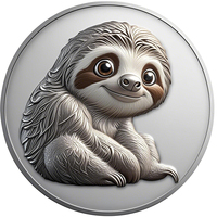 Collection de figurines de paresseux en argent 1 gramme, gravées UV, pour la protection des animaux menacés, vente en gros et au détail, commande minimum 50 pièces
