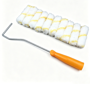 Rodillo de pintura de 4 pulgadas con mango, sin pelusa, de poliéster, para bricolaje, industrial, OEM, para pintar paredes, muebles y esquinas - Product Image 1