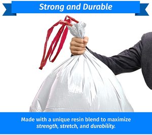 Tall Kitchen Drawstring Plastic <b>Side</b> Gusset Trash <b>Bags</b> 13 Gallon 250 Count Bulk Garbage <b>Bags</b> <b>White</b> 16 Gallon Capacity - Product Image 5
