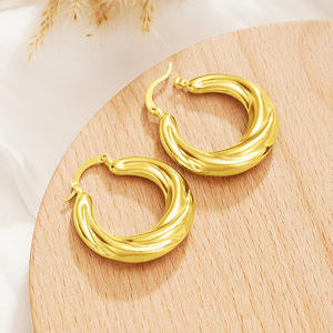 Orecchini a Cerchio E3937 Placcati Oro in Lega di Zinco Stile Classico Gioielli Unisex alla Moda - Product Image 4