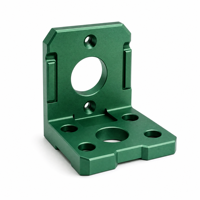 Plaque de fixation en L en alliage d'aluminium usinée CNC OEM/ODM, anodisation verte, support de montage de bride de moteur pour machines d'automatisation