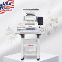 Machine à broder commerciale informatisée automatique haute vitesse YunFu à 12/15 aiguilles pour tissus, chapeaux et t-shirts, avec économie d'énergie