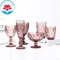 Verres à vin en verre coloré vintage pour mariage, fête, gobelets à champagne verts, verres à eau, bleu gris, violet-rose