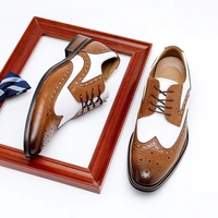 Chaussures Oxford Homme Bicolores Noir et Blanc, Entièrement Brogues Perforées, à Lacets Fermés, Style Rétro, Idéales pour Mariage et Tenues Habillées Professionnelles