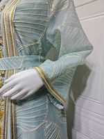 Ensemble deux pièces Abaya pour femme R-569, style turc, en dentelle de luxe de Dubaï, longueur cheville, taille haute, ODM