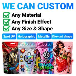 Juego de bolsas de Mylar resellables con impresión personalizada, 3,5g, 7g, 1lb, 14g, 28G, caja de bolsas con cremallera para dulces Cali a prueba de olores con forma especial para leche - Product Image 5