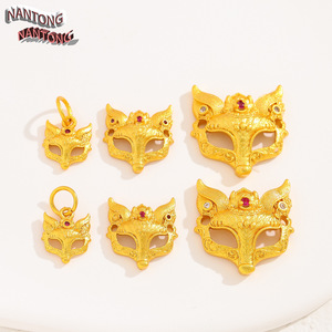 Nantong <b>Fox</b> Mask Pendant Alloy Jewelry Findings With Ruby Stone DIY Accessories Mixed Sizes - Product Image 1
