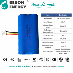 Batterie au lithium 18650 personnalisée en usine, pack de batteries rechargeables 7,4 V 2600 mAh 2S1P pour caméra extérieure, dispositif médical, OEM ODM - Product Image 2