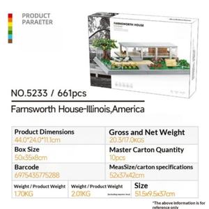 Modelo Educativo de la Casa Farnsworth, Juguete de Construcción de Plástico, Arquitectura Estadounidense, Escala 1:1, Creativo - Product Image 2