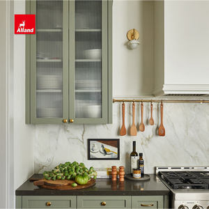 Meuble de cuisine Alland Luxury Farmhouse E0 en <span class=keywords><strong>bois</strong></span> écologique avec robinet <span class=keywords><strong>doré</strong></span>, porte-outils et îlot à panneaux cannelés - Product Image 4
