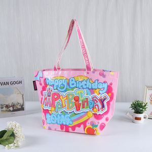 Sac fourre-tout promotionnel personnalisé pas cher, publicitaire, coloré, imprimé, en polypropylène tissé, sac de shopping mignon rose en PP tissé - Product Image 3