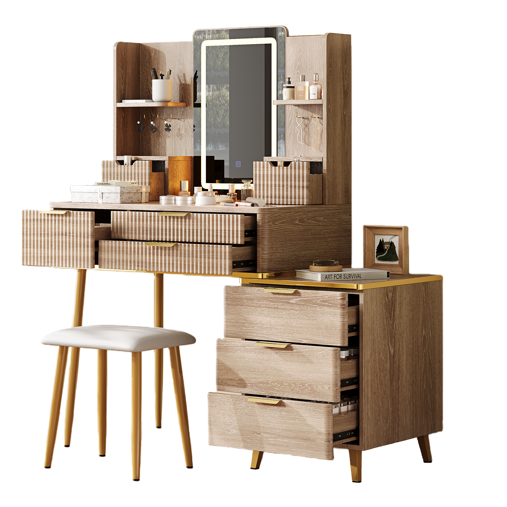 knee length dresses for ladies Dressing Table with 2 Drawers and Iron Legs