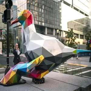 Sculpture en verre peinte sur mesure, motif oiseau géométrique, modèle animal, décoration de surface en bloc, grands ornements immobiliers, vente en gros - Product Image 3