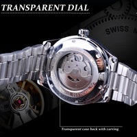Jam Tangan Otomatis WINNER Pria Tali Baja Anti Karat Jam Mekanik Pria Tahan Air Tanggal Digital Jam Logo Kustom Reloj