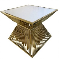 Meubles de table de gâteau de mariage de galvanoplastie d'or de luxe de tubes d'acier inoxydable